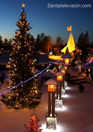Arctic Circle line in Santa Claus Village in Rovaniemi, Finland