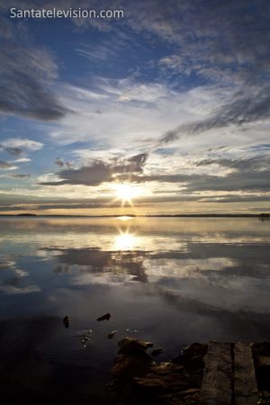Coucher de soleil à Ranua en Laponie, Finlande