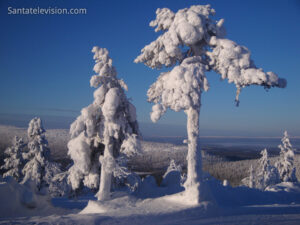 View of Levi Mountain resort in Lapland in Finland