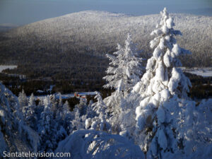 Winter landscape of Levi mountain & ski resort in Lapland, Finland