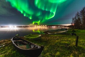 Northern Lights in Rovaniemi the official hometown Santa Claus in Lapland, Finland