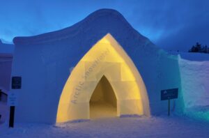 Entrance of Arctic Snow Hotel in Rovaniemi, Lapland