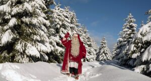 Santa Claus visiting magical Santa's Forest at the Arctic Circle in Rovaniemi, Lapland