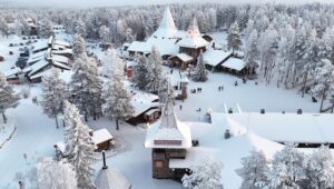 Santa Claus Village and the Arctic Circle line by air in Rovaniemi, Lapland