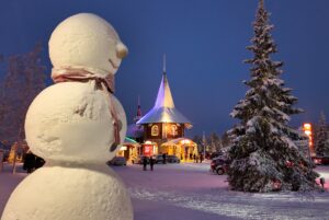 Giant Snowman and Christmas House in Santa Claus Village