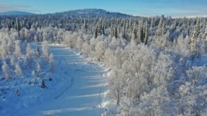 Des paysages enneigés à Salla en Laponie, Finlande